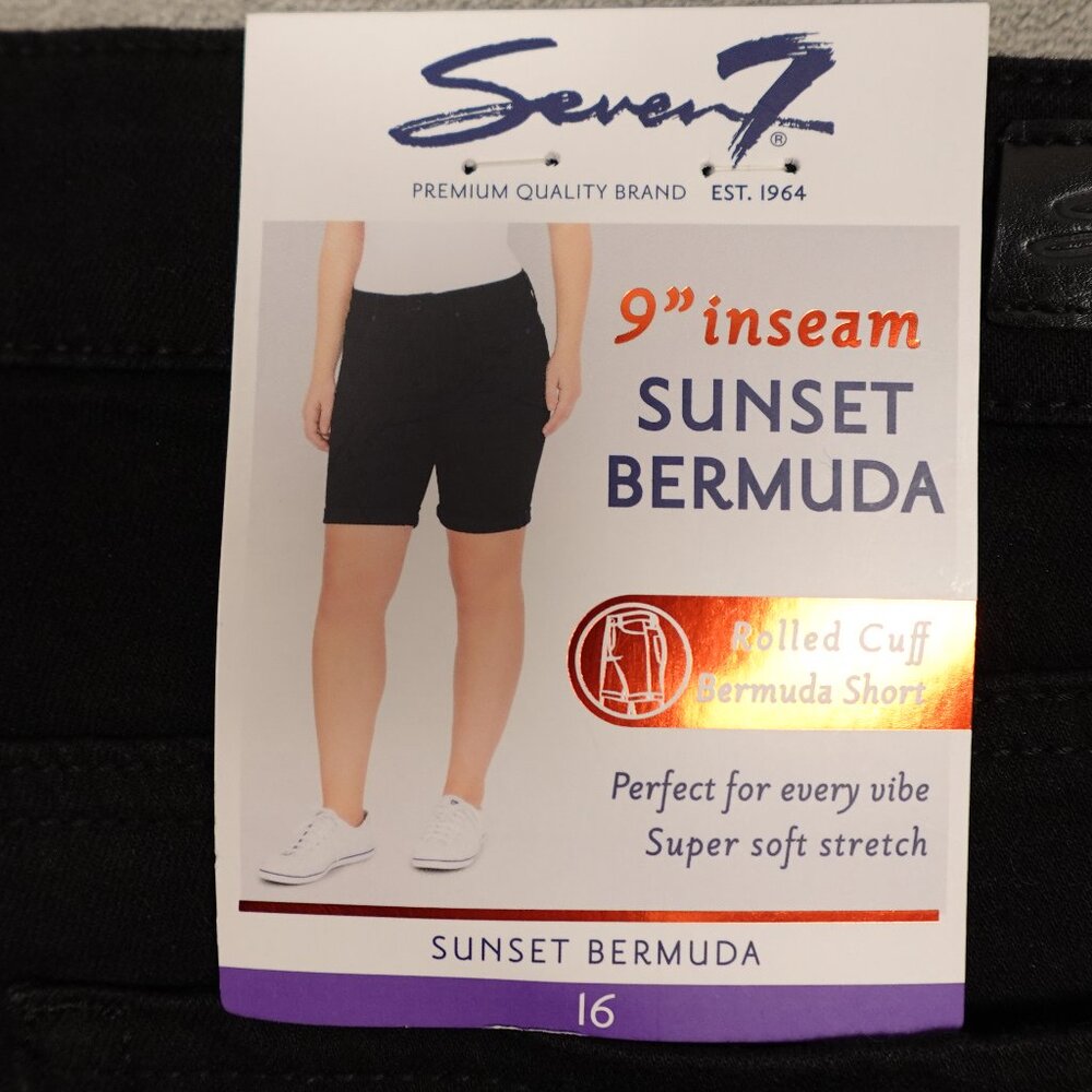 NWT Seven7 black jean shorts sunset bermuda 16 - Picture 10 of 11